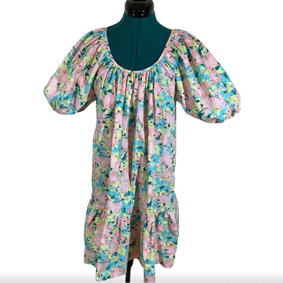 GB Square Neck Ruffle Hem Floral Poplin Dress NWOT - Picture 6 of 6